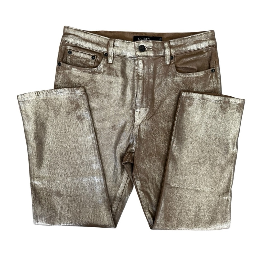 Lauren Ralph Lauren Women's Metallic High-Rise Straight Ankle Jeans 12P New - Picture 6 of 9